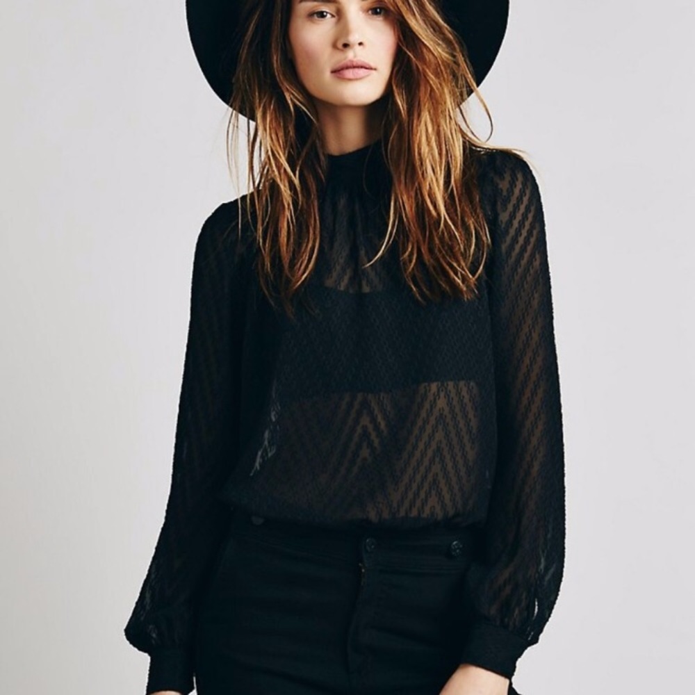 Free People Black Blouse